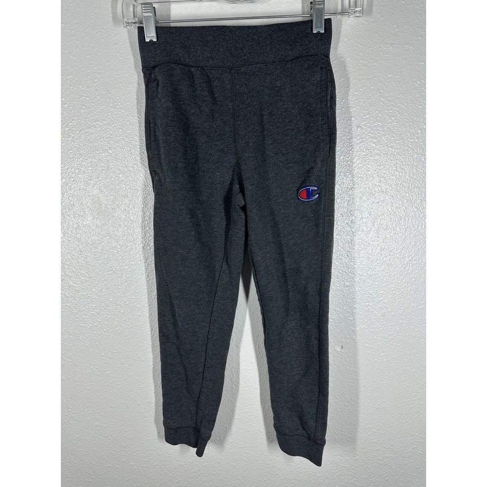 Champion‎ Pants Youth Small 7/8 Gray Jogger Sweatpants C Logo Elastic Waist